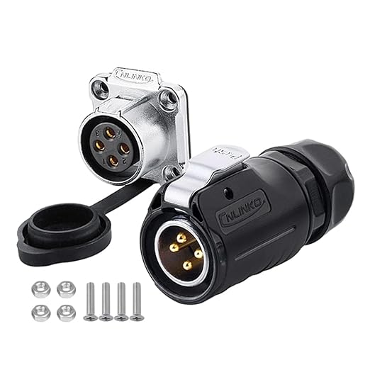 CNLINKO LP20 Series Waterproof Connector, IP68 Power Connector 4pin 20A 500V M20 LED Connector, UL CE Rohs Approved (4 pin)