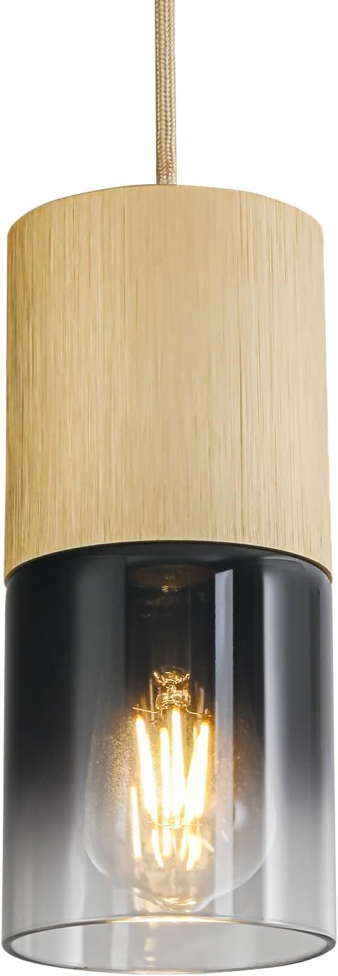 Gold Pendant Light Fixtures, Adjustable Modern Black Pendant Lights for Kitchen Island, Industrial Glass Pendant Lights for Dining Table Hallway Bedroom Living Room,1 Pack