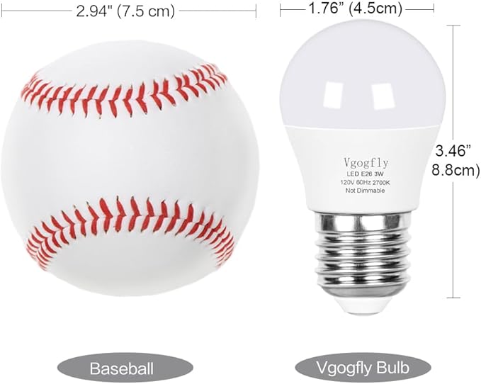 Vgogfly LED Bulb 3W 25 Watt Equivalent Light Bulbs Night Stand Table Lamp Warm White 2700K LED Energy Saving E26 Medium Screw Base for Home Light 4 Pack