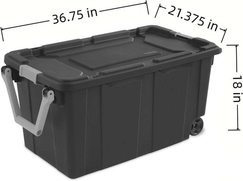 40 Gallon Storage Bins by [Brand Name] - Durable Tote with Lids & Wheels for Bedroom, Garage, Dorm Room | Black, 2 Count