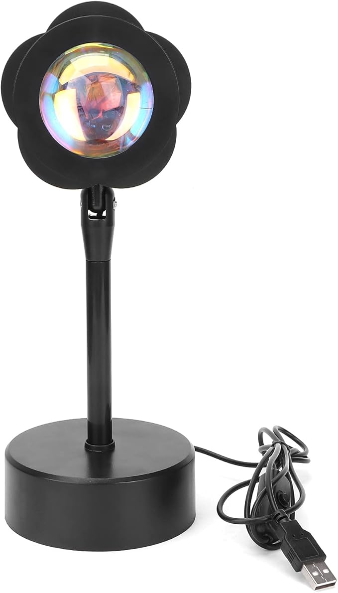 Sunset Projection Lamp, LED Atmosphere Light with 180 Degree Rotation, USB Powered Rainbow Night Light for Room Decor, Photography and Romantic Ambience (Rainbow)