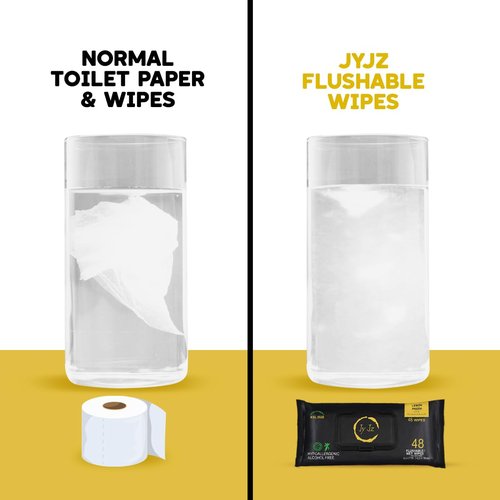 JYJZ - Flushable Wet Wipes, 6 Pack (288 Wipes), New & Improved Lemon Fresh, Disposable, Biodegradable, XL, Aloe & Vitamin-E, Marine Life Friendly, Utterly Smooth, Bespoke Freshness, Irresistible!