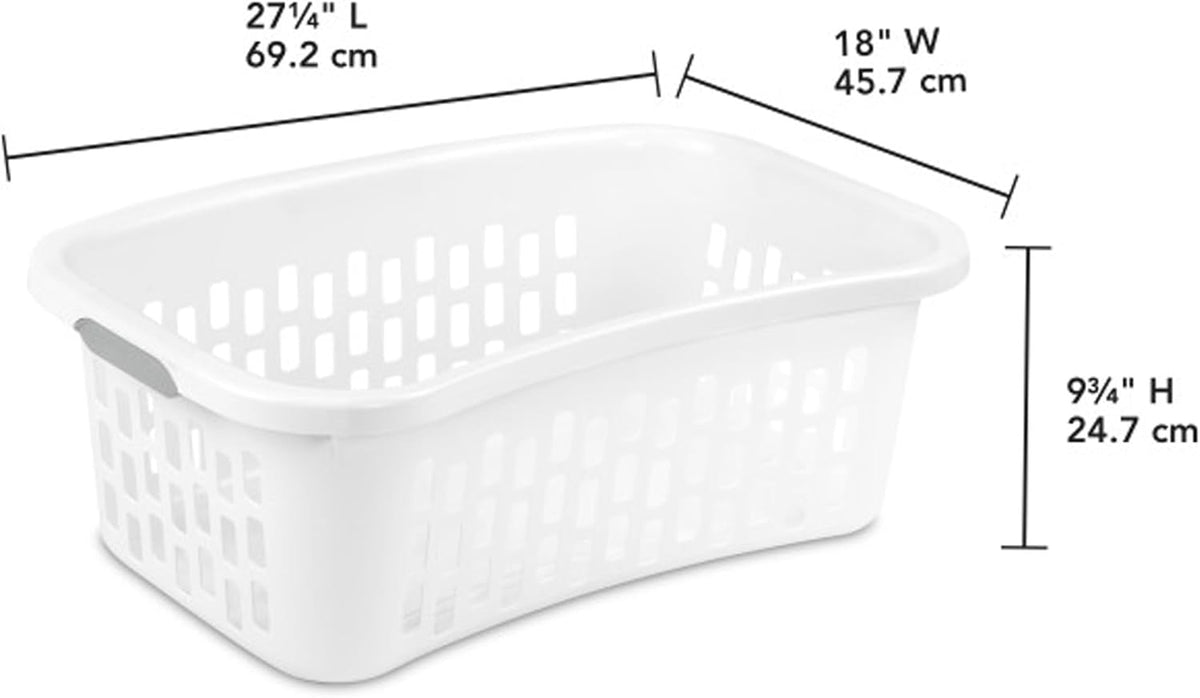 Sterilite Laundry Basket - 6 Pack Plastic Hamper with Comfort Grip Handles | 1.5 Bushel Capacity, White
