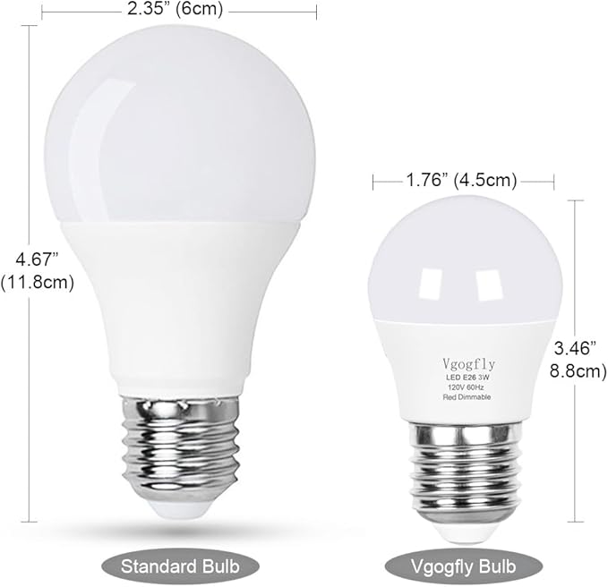 Vgogfly Red Light Bulb for Sleep Dimmable - Mood Setting Blue Light Blocking, A15 3W(25 Watt Equivalent) E26 Base for Bedroom, Longevity (2 Pack)