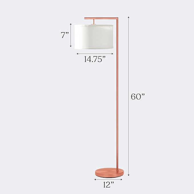 Brightech Montage Modern Floor Lamp, LED Floor Lamp for Living Rooms & Offices - Tall Standing Lamp for Bedroom Reading - Corner Pole Lamp for Contemporary Home Decor - Rose Gold