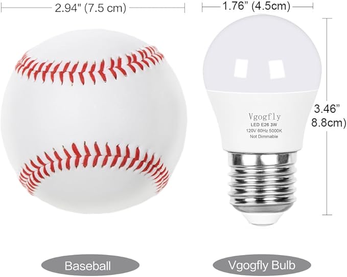 Vgogfly 3W LED Bulb Equivalent 25 Watt Light Bulbs, A15 Daylight 5000K Energy Saving Low Watt E26 Base Bulb for Home Bedroom(4-Pack)