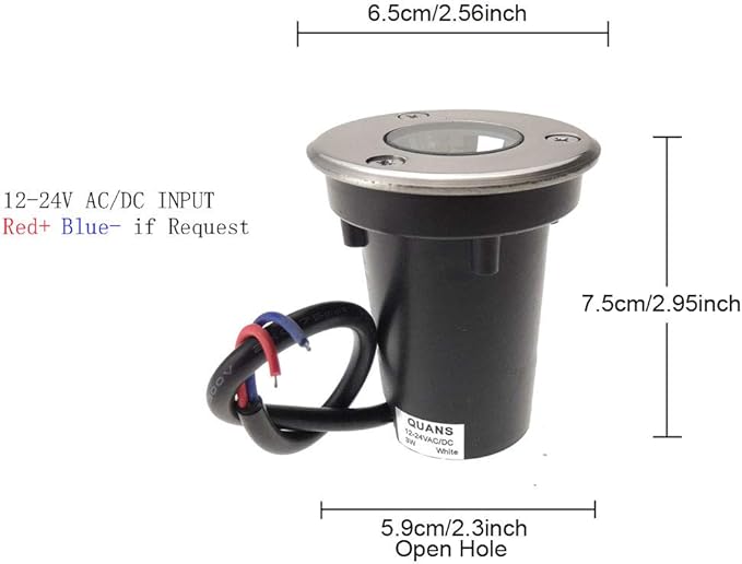 QUANS 3W Watt 12V 24V DC AC Low Voltage in Ground Well Outdoor LED Light, in-Ground Landscape Lighting Spotlight for Deck, Step, Pathway, Driveway, Garden, Yard, Patio (Warm White, 4 Pack)