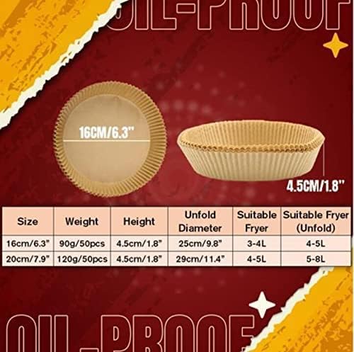 Skiennix Air Fryer Liners - 100 PCS Non-Stick Parchment Paper for Grease-Free Baking | Food Grade & Oil-Proof