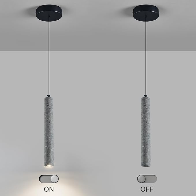 Concrete ﻿Linear Black Pendant Light,Modern Industrial Hanging Cement Pendant Lighting Fixture for Kitchen Island Dinning Room Bedroom Bedside Table Pendant Lights(1-Pack)
