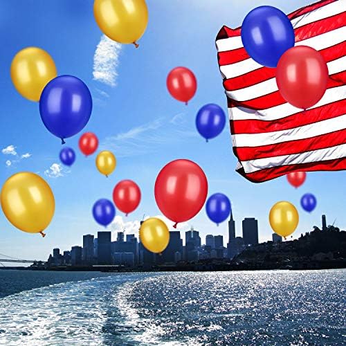 TecUnite 100 Pcs Colorful Latex Balloons - 13 Inch Red, Blue & Yellow for Graduation, Weddings & Parties