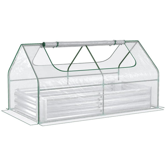 Galvanized Steel Raised Garden Bed with PVC Greenhouse Cover for Vegetables Herbs and Flowers 6 ft x 3 ft Outdoor Use