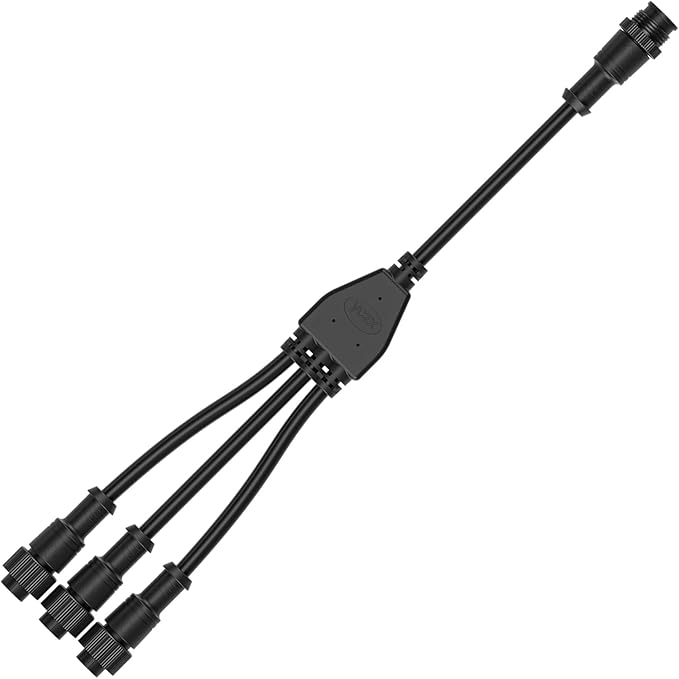BTF-LIGHTING 4 Core 4 pin Big Size IP67 Y Shape 1 Male-Divided-3 Female Spillter Connctor Black Plastics 0.5mm²/20AWG 22mm Metal Metal Nut Support All BTF-LIGHTING 4 pin Big Size IP67 Connectors