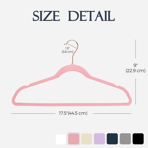 HOUSE DAY Velvet Hangers - Premium Non-Slip Clothes Hangers | 240 Pack in Light Pink with 360° Rotating Hook