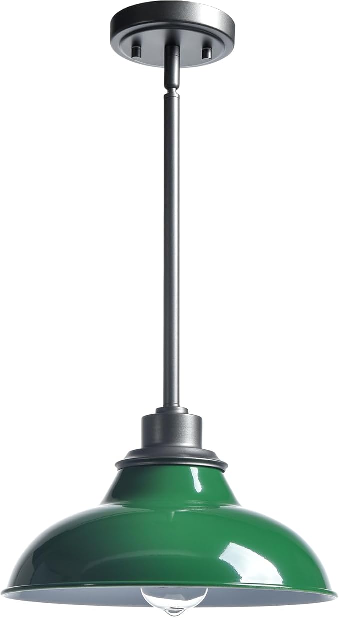 Modern Pendant Light Fixture Retro Dark Green Pendant Lights Kitchen Island Hanging Light Fixture for Dinning Room Bar Kitchen Island (Metal Rod)