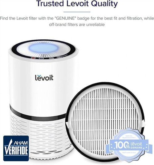 Levoit LV-H132 Air Purifier Filter - Genuine High-Efficiency Activated Carbon for Smoke & Odor Removal | 1 Pack