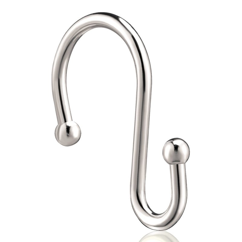 Nickel Shower Curtain Hooks, Rust Proof Shower Curtain Rings for Bathroom, Set of 12 CHICTIE Silver S Shaped Decorative Shower Curtain Hooks Hangers for Bathroom Curtains,Clothing, Towels, etc