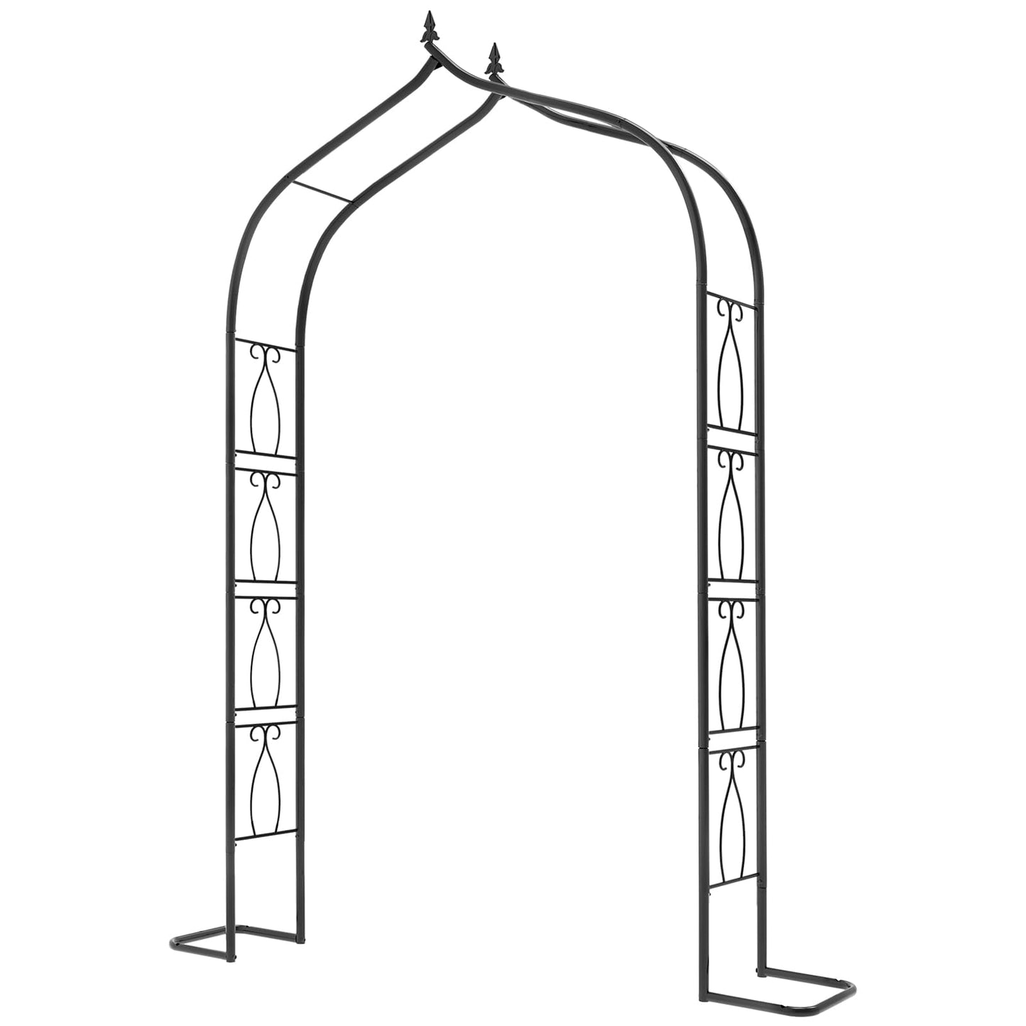 OUSHENG 7FT Garden Arch Trellis, Outdoor Steel Arbor for Climbing Plants, Archway Frame Stand Gate with Ground Stakes for Wedding Ceremony Decoration Party Vines Lawn Courtyard Patio Backyard