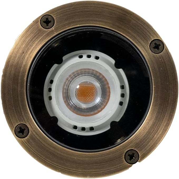 VOLT 12V 3-in-1 Waterproof IP68 Mini in-Grade Light with Brass Top (Bronze) for Low Voltage Landscape Lighting of Pathway, Garden, Column, Fountain or Pond