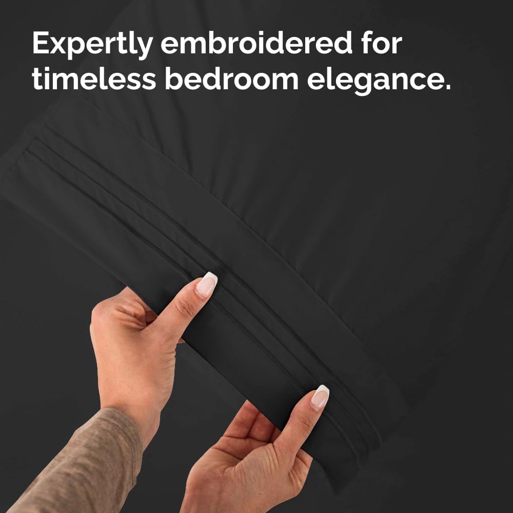Queen Pillow Cases Set of 4 | Ultra Soft Hotel Quality Covers - Wrinkle Free & Stain Resistant - Black