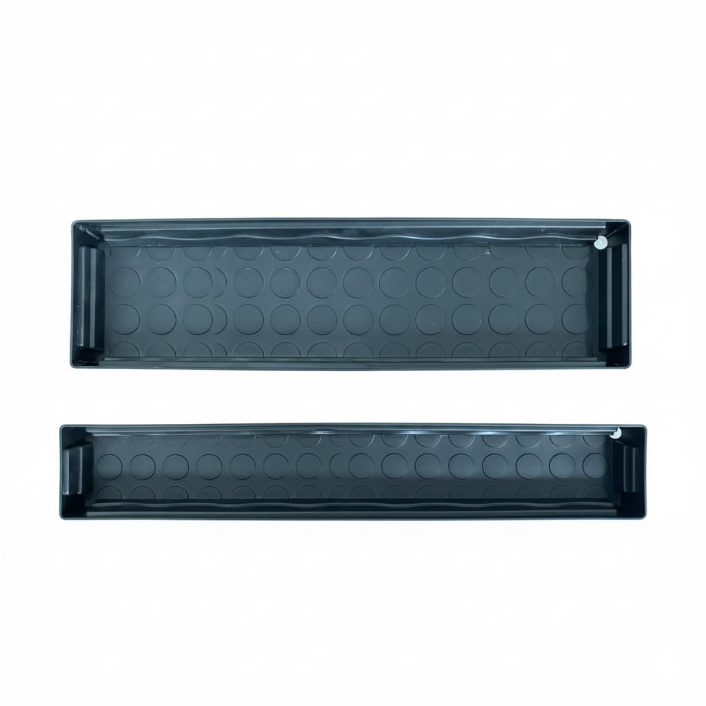 5 Pack Plastic Window Sill Saucer (16"x5.5"x1.5"), Rectangular Windowsill Plant Pot Trays with Removable Drainage Hole, Thick Plant Saucer Tray for 4 inch (10CM) Flower Seedling Pots (Black)