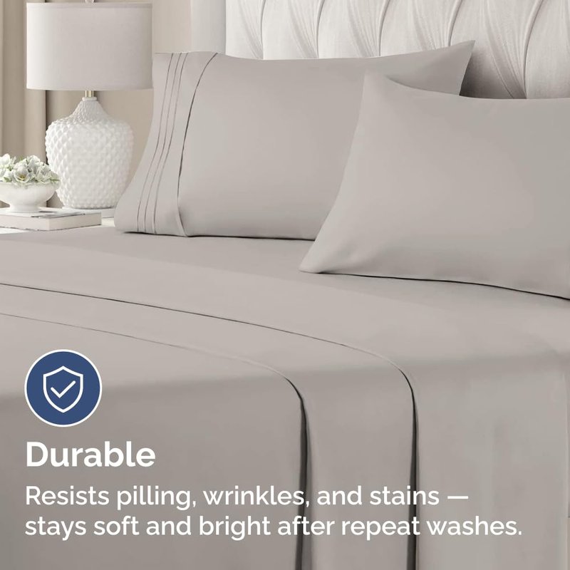 Standard Pillow Cases Set of 4 - Ultra Soft Hotel Quality Pillowcase Covers - Comfy Bedding for Women, Men, Kids & Teens - Machine Washable Pillow Protectors - 4 Piece Set - Standard Size Light Grey