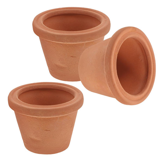 Alasum 3pcs Mini Terracotta Succulent Planters for Indoor Use Small Round Ceramic Pots for Cactus Herbs Space-Saving Natural Look Flower Pots for Desk Shelf Window Sill Home Office Decor