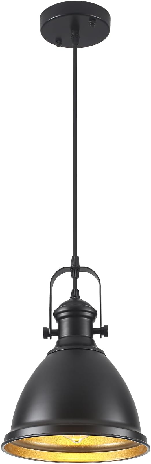 Farmhouse Pendant Lights Kitchen Island, 8.6 inches Matte Black Pendant Light Fixtures, Modern Kitchen Pendant Lighting, Industrial Light Fixture for Kitchen Island Dining Room, 1 Pack