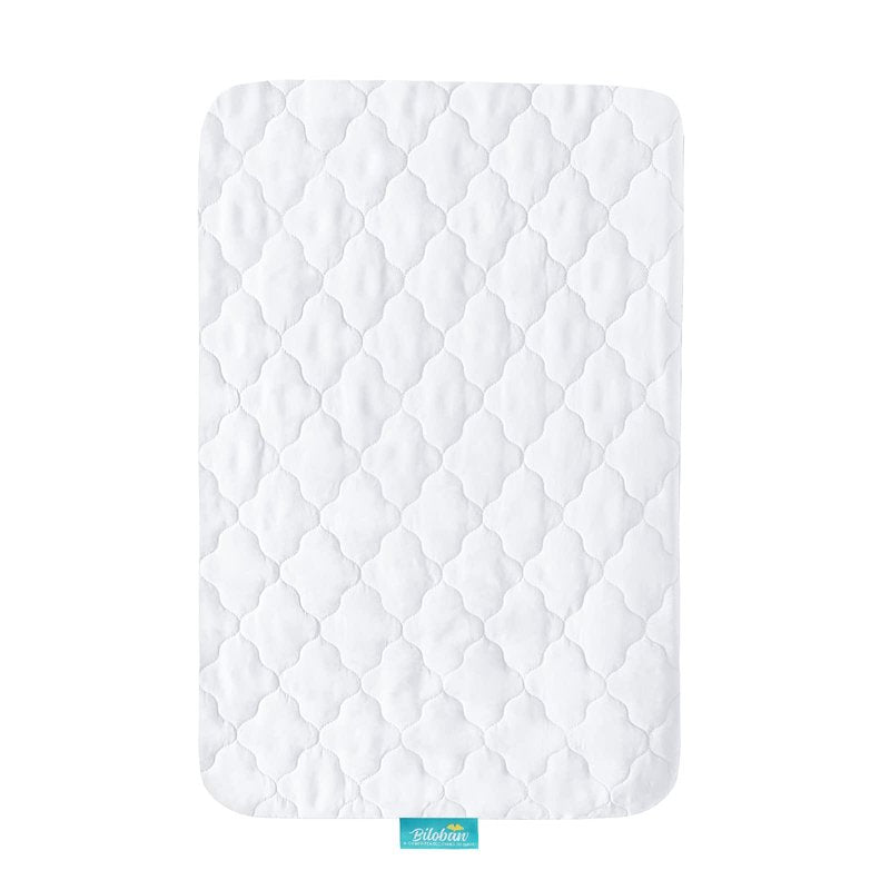 Mini Crib Mattress Protector 38" x 24" Sheets Fitted Waterproof Mini Crib Mattress Pad Cover, Noiseless & Machine Wash 100% Absorbent Mattress Protector Sheet Quilted, White