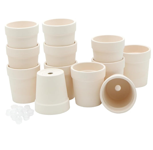 4E's Novelty Ceramic Flower Pots with Drainage Holes, 3.14", Pack of 12, Small Clay Garden Planters for Succulents, Cactus, Plants, DIY Easter Spring Craft Activity