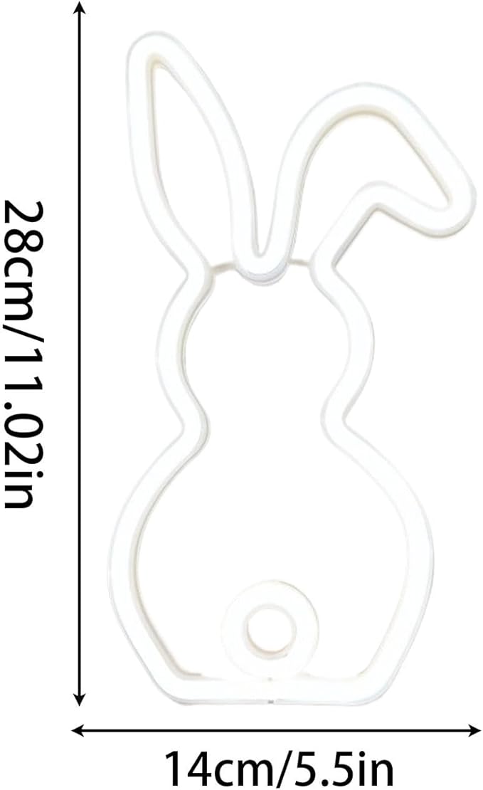 LAFANDE Bunny Easter Neon Sign for Easter Decorations, LED Lights USB Easter Window Lights, Rabbit Lamp Window Lights, Wall Window Decor for Party Holiday Night Bedroom Present