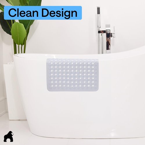 GORILLA GRIP Patented Square Shower Stall Mat, Small Bathtub Floor Mats for Stand Up Showers, Suction Cups and Drainage Holes, Machine Wash, Soft on Feet, Bathroom Accessories 21x21 Inch, 2 Pack Clear