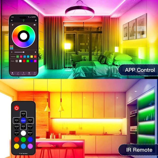 L8star Battery Powered Led Strip Lights 6.56ft, 4 Pre-Cut 1.64ft USB/Battery Operated RGB 60 LED Lights Color Changing 5050 LED Accent Kit with RF Remote, Connectors for TV, Home, DIY Decoration
