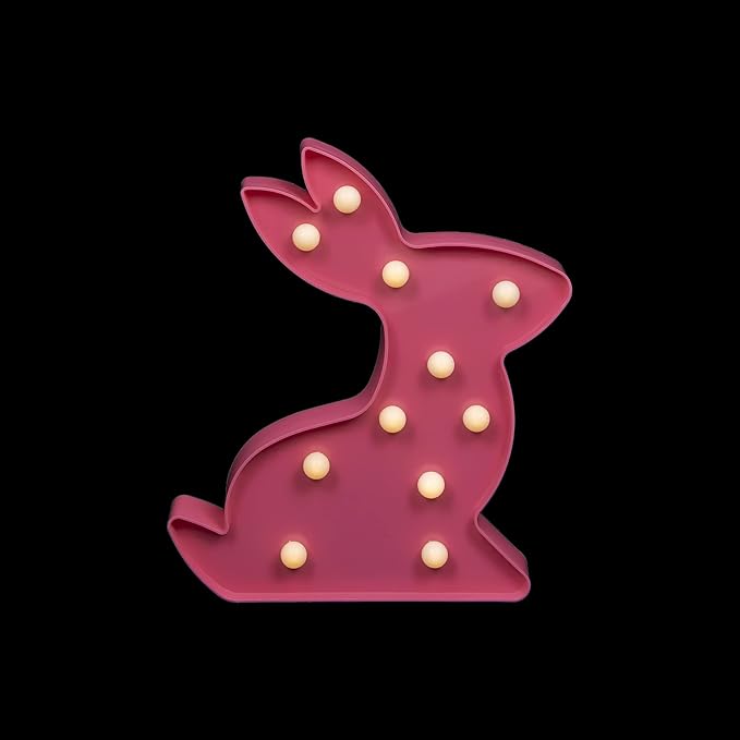 Northlight 9.5" LED Lighted Pink Easter Bunny Marquee Wall Sign