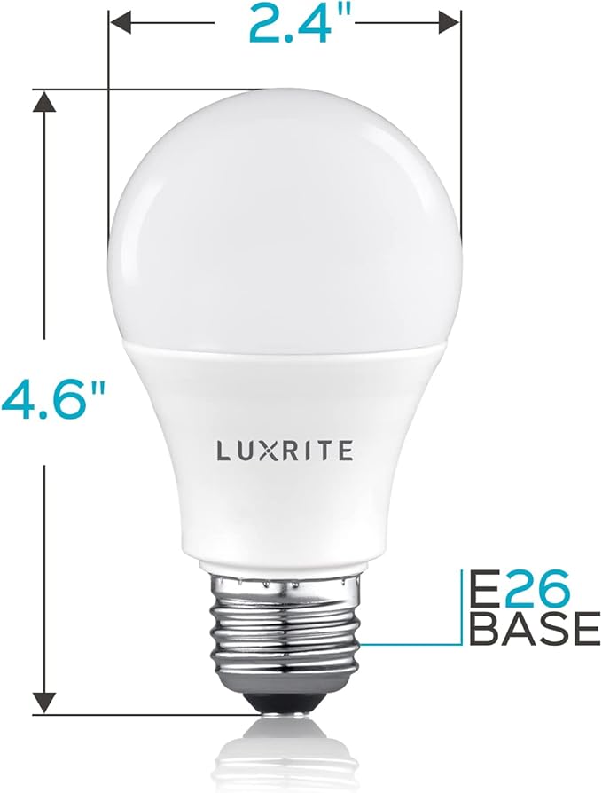 LUXRITE A19 LED Light Bulb 100W Equivalent, 3000K Soft White Non-Dimmable, 1600 Lumens, Standard LED Bulb 15W, E26 Medium Base, UL Listed, Perfect for Table Lamps and Home Lighting (6 Pack)