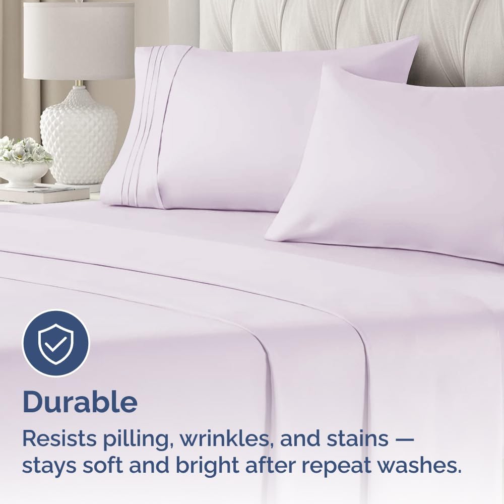 Skiennix Queen Pillow Cases Set of 4 - Ultra Soft Hotel Quality - Wrinkle Free & Fade Resistant - Light Lavender