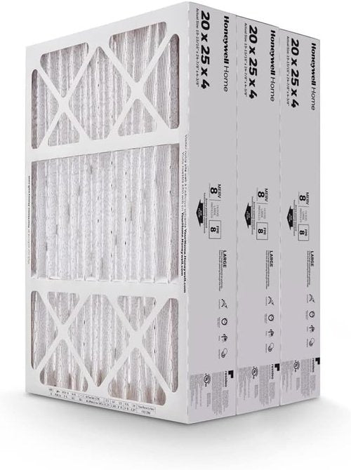 Honeywell Home AC Furnace Air Filter - MERV 8, 20x25x4 Size, 3-Pack | Actual Dimensions: 19.94 x 24.87 x 4.38 in.