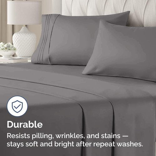 King Pillow Cases by [Brand Name] - Ultra Soft Hotel Quality Covers | Comfy, Cozy & Wrinkle-Free - 4 Piece Set in Dark Grey