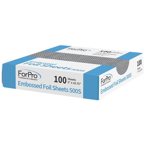 ForPro Professional Collection Embossed Foil Sheets - 500 Count Aluminum Foil for Hair Color & Highlighting | Food Safe, 5" W x 10.75" L