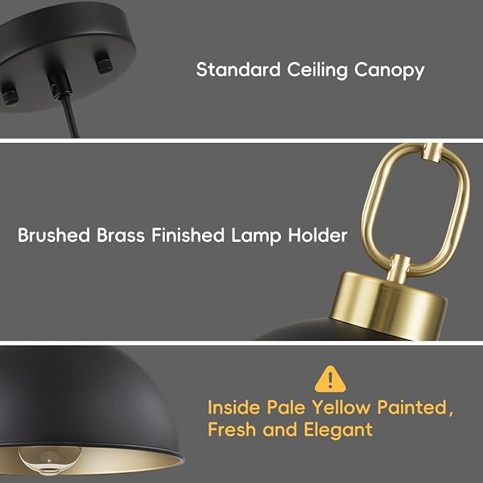 Farmhouse Pendant Lights Kitchen Island,10.2 Inch Single Dome Pendant Lighting, Adjustable Height Modern Island Lights for Kitchen, Industrial Ceiling Hanging Light for Dining Living Room Over Sink