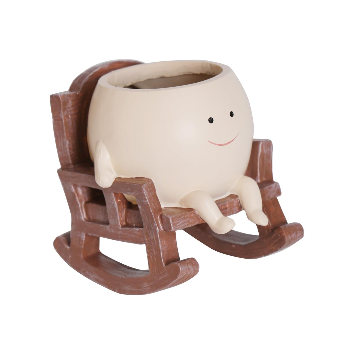 QIAOLY Rocking Chair Face Resin Planter Pot with Drainage Cute Flower Pots for Succulents Plants Live Indoor Outdoor Planters for Houseplants Gift Small (Small)
