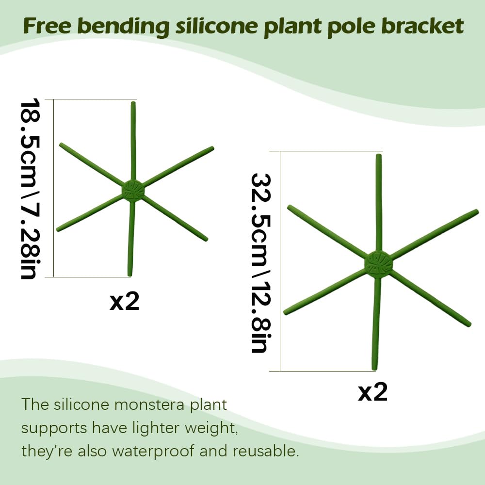 YjiaYjiaY 4 Pcs Free-Form Bending Silicone Plant Stem Support, 2 Sizes Flexible Hook Monstera Stem Supports, Reusable Silicone Plant Climbing Stakes Indoor Outdoor