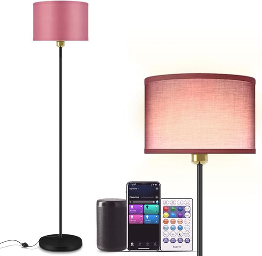 YHW Floor Lamps for Living Room Compatible with Alexa Google, Standing Lamp Tall Lamps for Living Room Bedroom Office Classroom Dorm Room. (Pink)