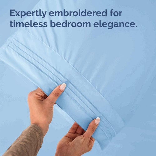 King Standard Pillow Cases - Soft Hotel Quality Covers | Fade-Free, Wrinkle Resistant - Light Blue, Set of 2