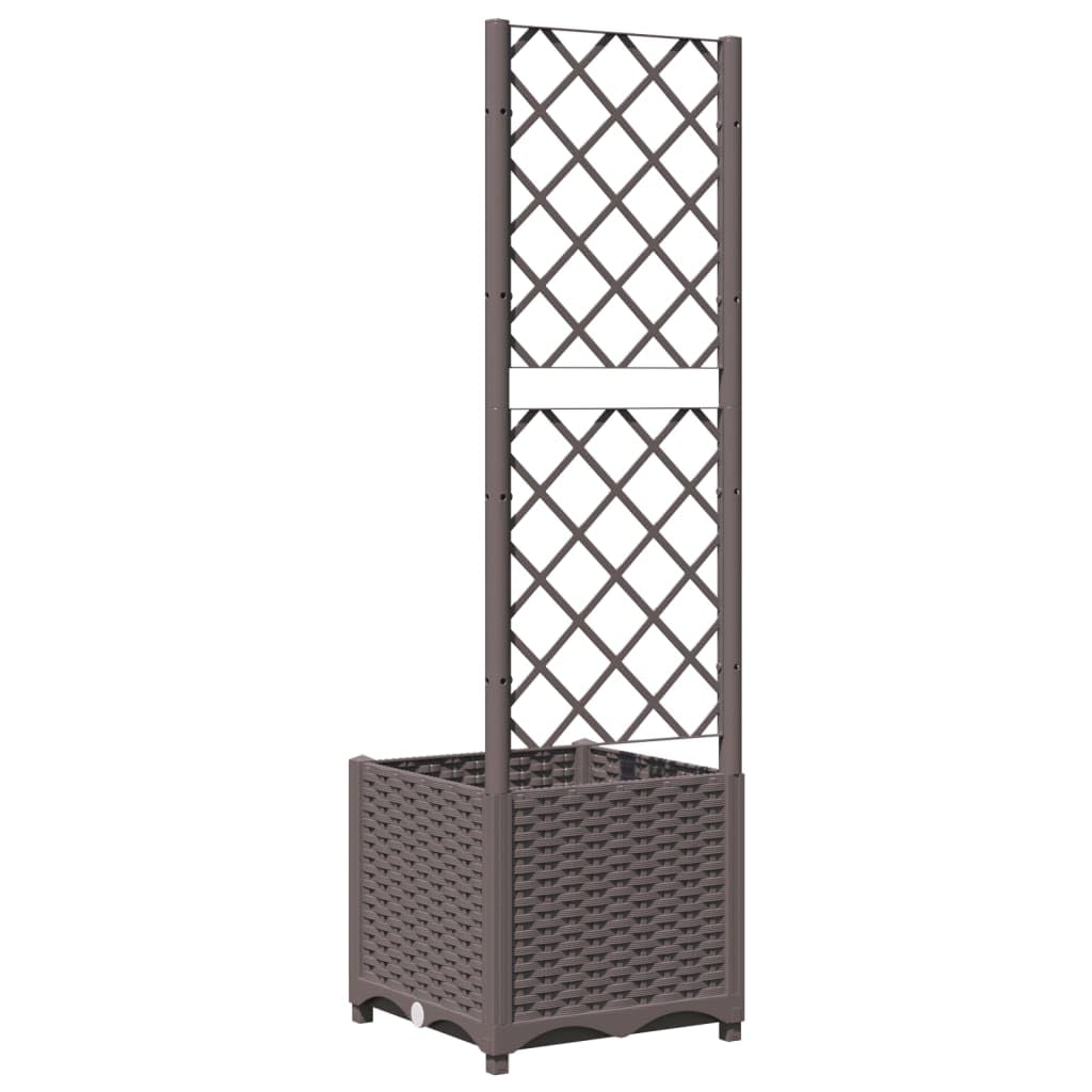 QZZCED Square Garden Planter with Trellis, 15.7 x 15.7 Inches Base, 53.5 Inches Tall, Modern Matte Finish Outdoor Planter for Climbing Plants, Flowers, Patios, Balconies, Durable