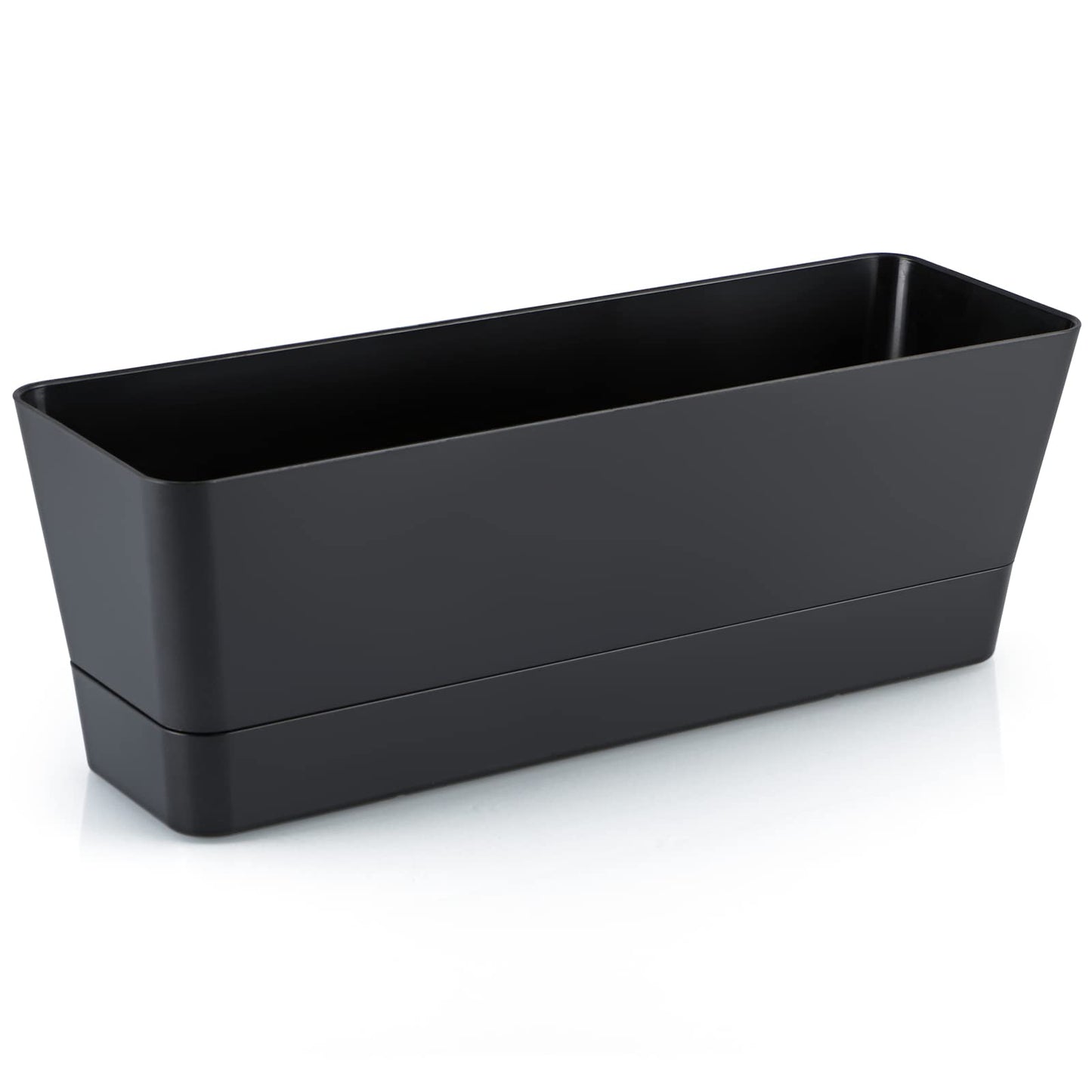Skelang 3 Pcs Rectangular Plant Pot, 12" Flower Planter Box, Windowsill Container for Succulent, Herb, Vegetable (Black)