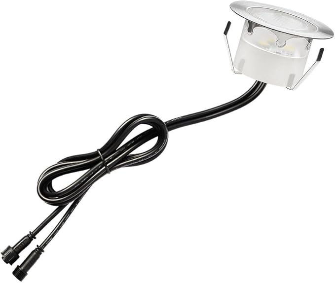 1 Pack Low Voltage LED Deck Lighting Kit Stainless Steel 0.2W~0.5W Waterproof Outdoor Yard Garden Decoration Lamps Landscape Pathway Patio Step Stairs RGB LED In-ground Lights(Silver Border,RGB)