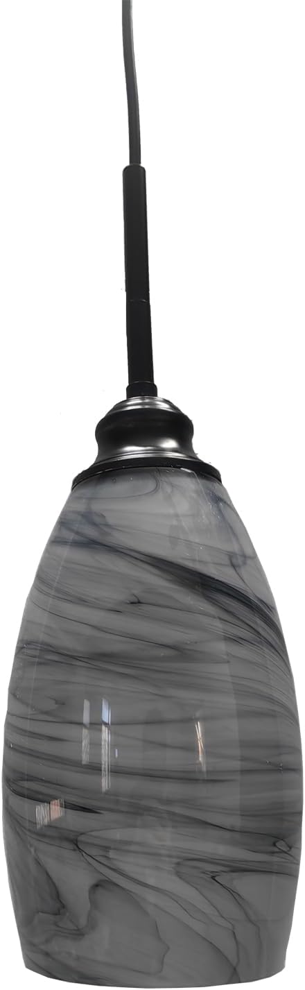 Industrial Pendant Light with Glass Shade Matte Black Pendant Lighting Adjustable Industrial Retro Style Hanging Light,Kitchen Island Farmhouse Pendant Lights Fixtures for Kitchen,Farmhouse