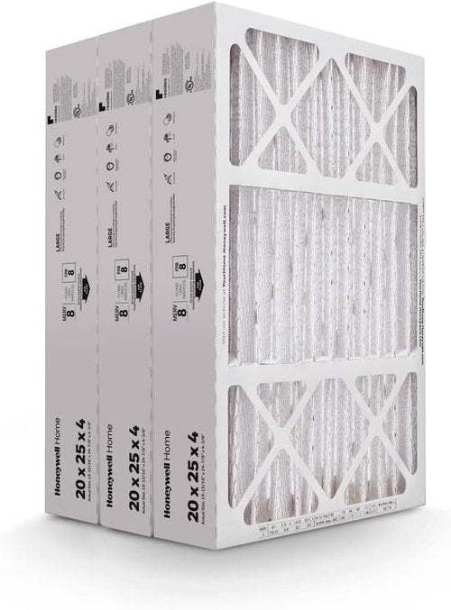 Honeywell Home AC Furnace Air Filter - MERV 8, 20x25x4 Size, 3-Pack | Actual Dimensions: 19.94 x 24.87 x 4.38 in.