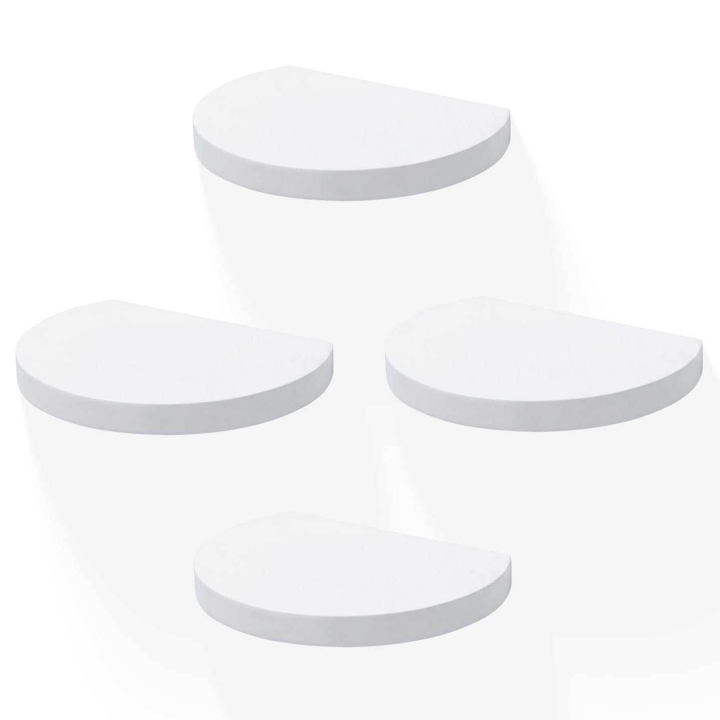 MITREL Small Wood Floating Shelves (4-Pack, 6-inch Diameter) - Round Sturdy Invisible Wall Mount Display for Small Plants,Toys,Bathroom,Living Room Storage & Modern Rustic Décor (White)