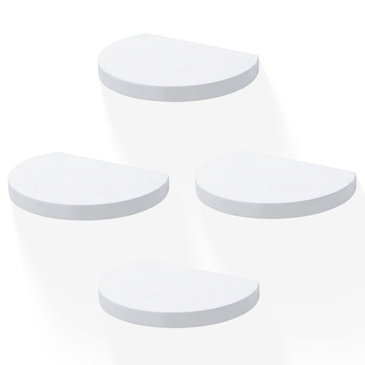 MITREL Small Wood Floating Shelves (4-Pack, 6-inch Diameter) - Round Sturdy Invisible Wall Mount Display for Small Plants,Toys,Bathroom,Living Room Storage & Modern Rustic Décor (White)